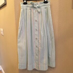 Vintage LIZ CLAIBORNE Lizsport Women Multicolor Striped Midi Skirt Size Petite